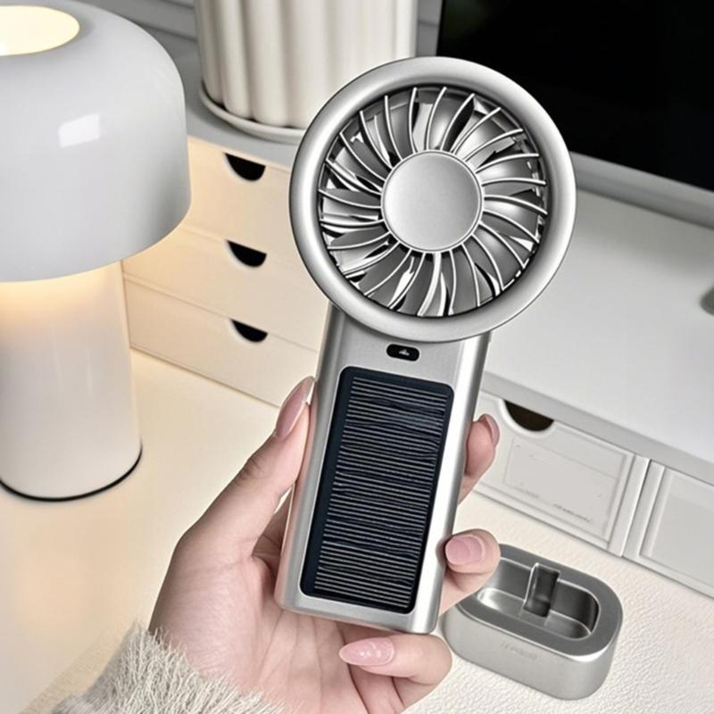 Portable Solar Charging Hand Fan 5 Speed Blower Handheld Fan Rechargeable Replacement For Camping Hiking Indoor Use