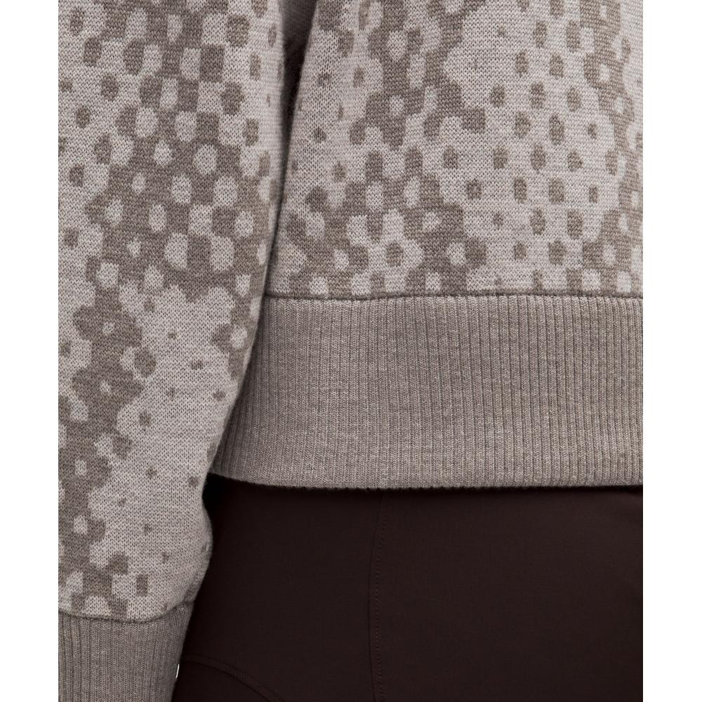 Lululemon Merino Wool Half Zip  Slnsh Collection From Afar Knit Jacquard Sheer Oak Muli