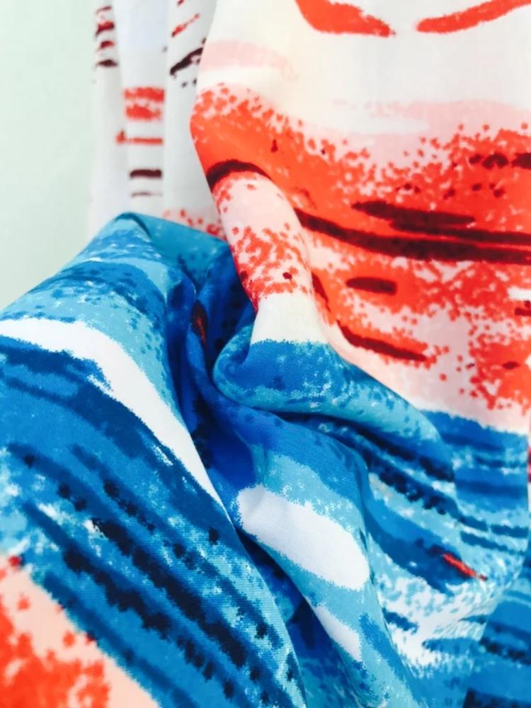 EDOLYNSA 2024 Summer Women Floral Maxi Beach Dresses Boho Beach Wear Multicolor Striped V Neck Half Sleeve High Waist Dress Ladies Q246