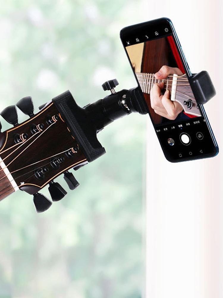 Guitar Head Clip Adjustable Angle Mobile Phone Holder Stand Multifunctional Guitar Head Phone Holder for Home Music Recording