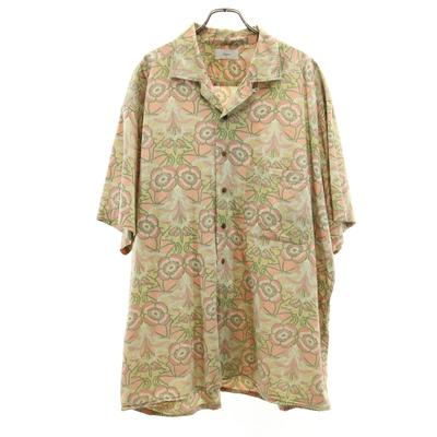 Camisa Floral de Manga Curta com Colarinho Aberto Durban 3L bege Usada Biggs Masculina