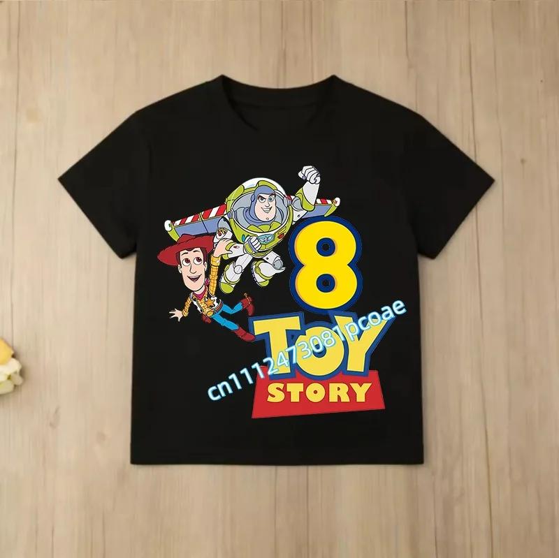 Toy Story Number 29 Tshirt Kawaii Birthday Tee Shirts Anime Figure Woody Buzz Lightyear Clothes Kid Girl Boy Short Sleeve Tops