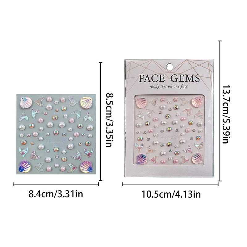 1 Sheet Dreamy  Diamond Patch 3D Face Jewels Mermaid Rose Temporary Tattoo Stickers Sweet Diy Body Art Decoration Makeup