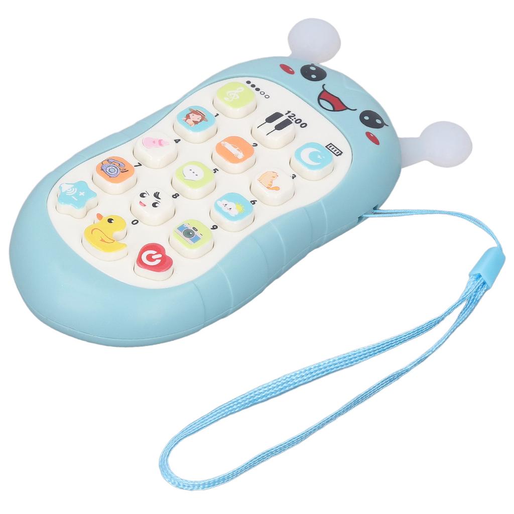 Music Phone Toy Volume Adjustable Soft Wear Resistant Educational Music Teething Toy Gift Blue
