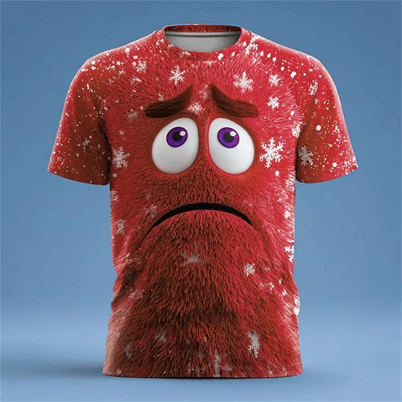 Men's Fun Emoticon Print T-Shirt Casual Short-Sleeve Fashion Party Crew Neck T-Shirt Men's Summer Outdoor Apparel Women Tees Top