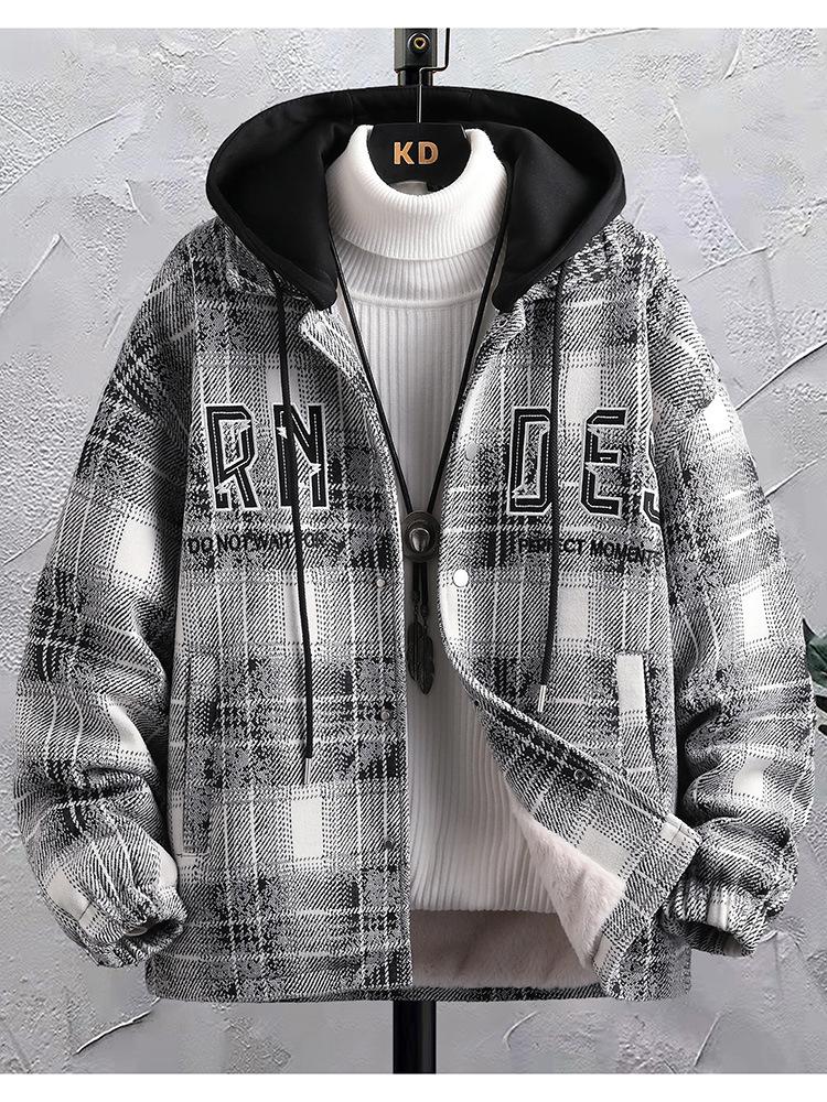 Trendiger zweiteiliger Mantel aus Kunstwolle mit Samtfutter für Herren