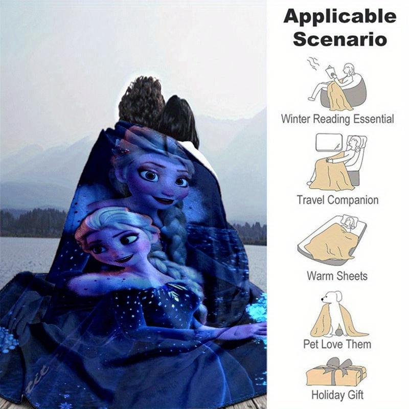 1pc Elsa Printing Blanket - Soft, All-Season Throw for Living Room, Bedroom,Personalized Gift with Adorable Cartoon Design