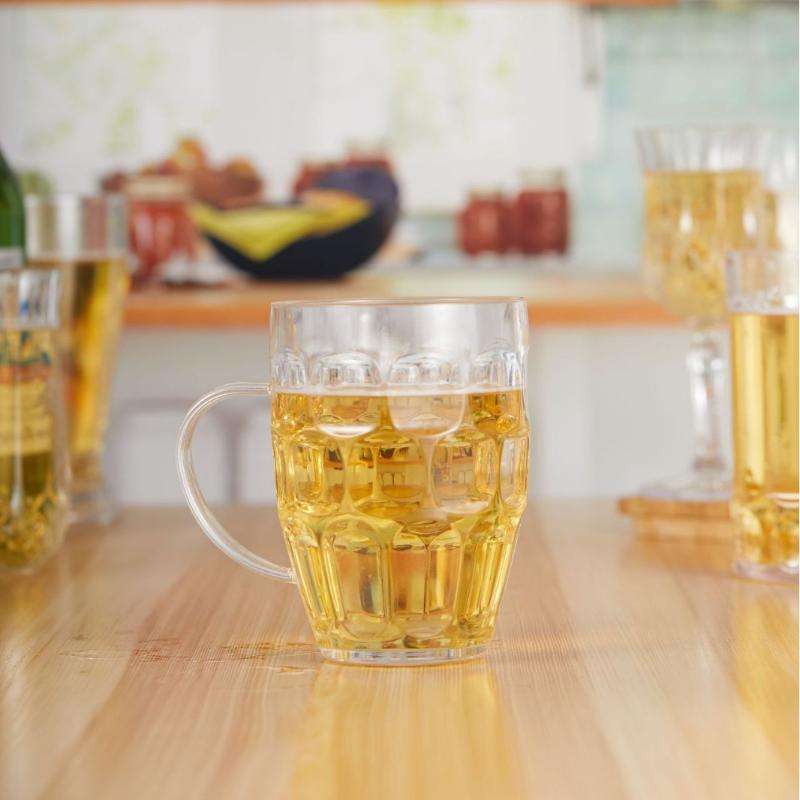 Clear Unbreakable Plastic Beer Mug Food Safe Acrylic Drinking Cup for Pool Party Travel Coffee Juice Milk Water