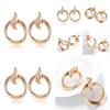 Sleek Gold Alloy Earrings For Women Simple Yet Trendy Perfect Birthday Gift