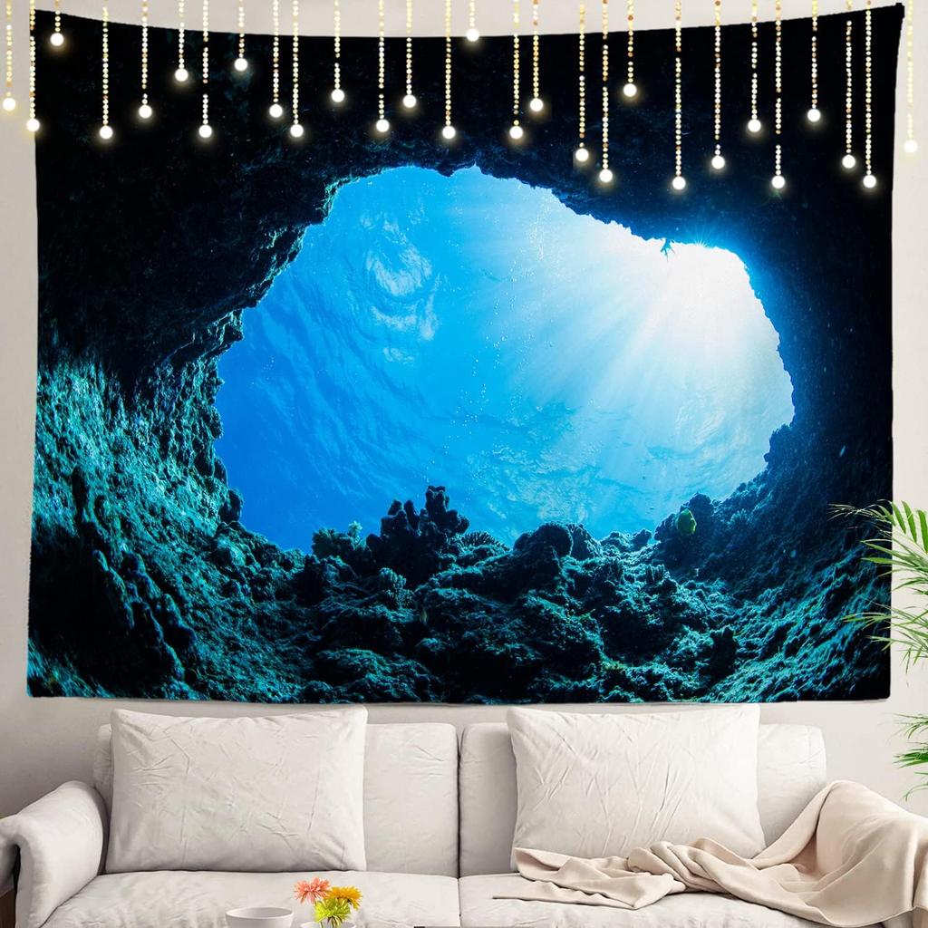 Shrahala Ocean Wave Tapestry Nature Wall Hanging Large Psychedelic Tapestry for Bedroom Living Room Dorm Black and White
