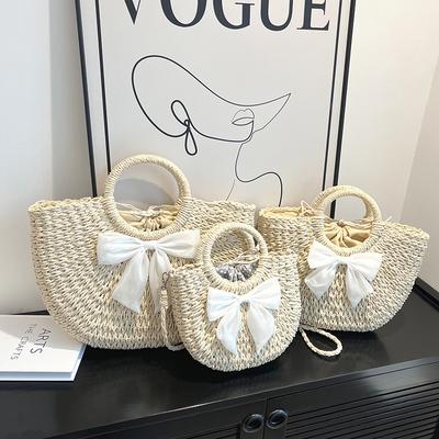 Niche Design Vegetable Basket Hand-Woven Bag Women'S Shoulder Crossbody Straw Woven Bag Portable Tote Bag