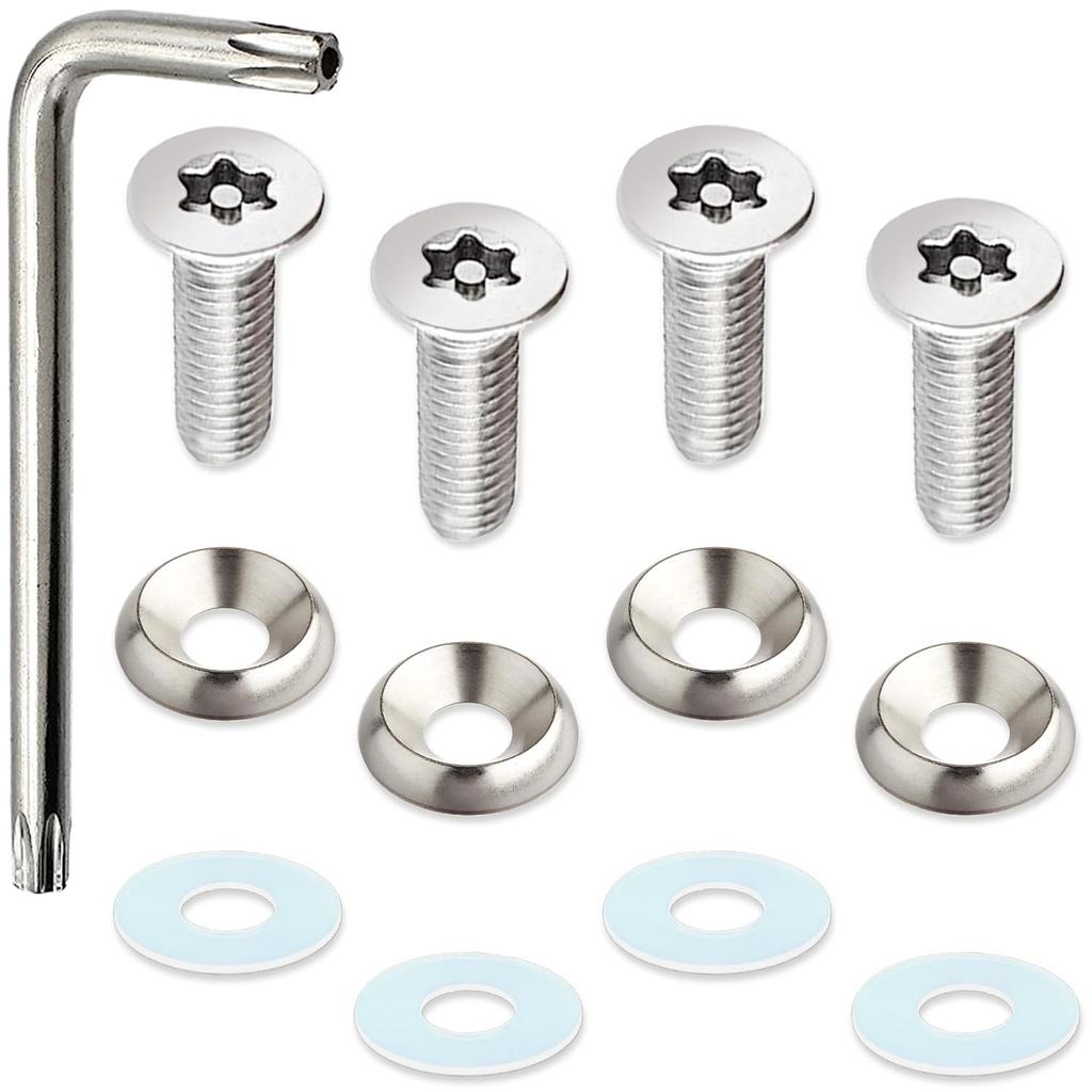 RENPA Stainless Steel Anti-Theft Bolt Set for License Plate Specific Vehicle Inspection (Bolt Length 1.0 Inch (25 Mm)