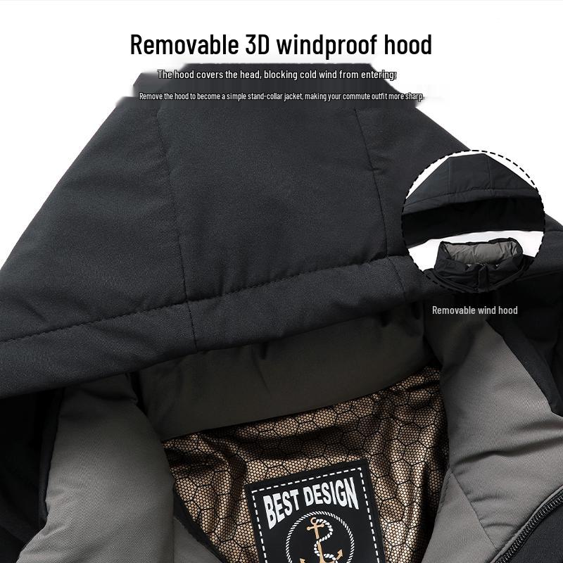ROMON Men's Winter Thickened Hooded Quilted Jacket