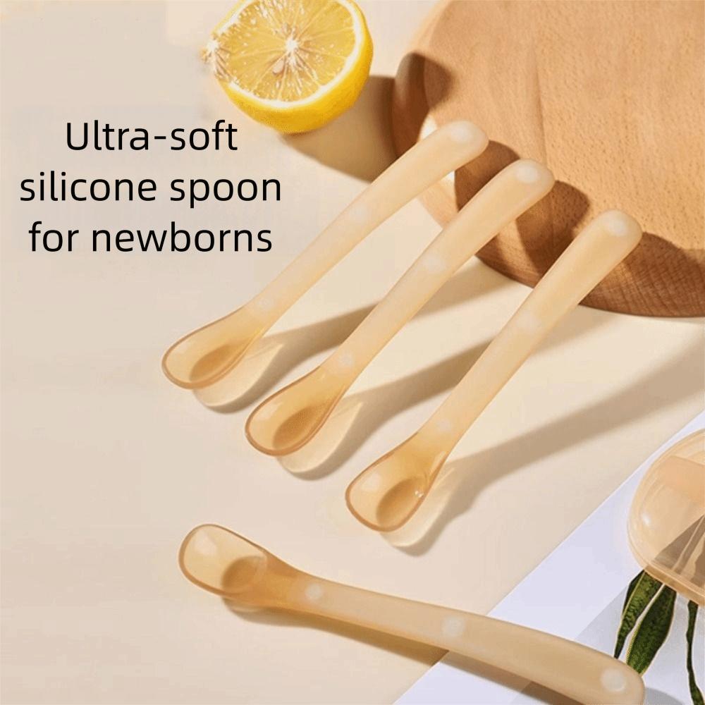 Soft Silicone Infant Feeding Spoon Easy Clean Soft Spoon 2pcs Set Ergonomic Spoon Newborn Feeding