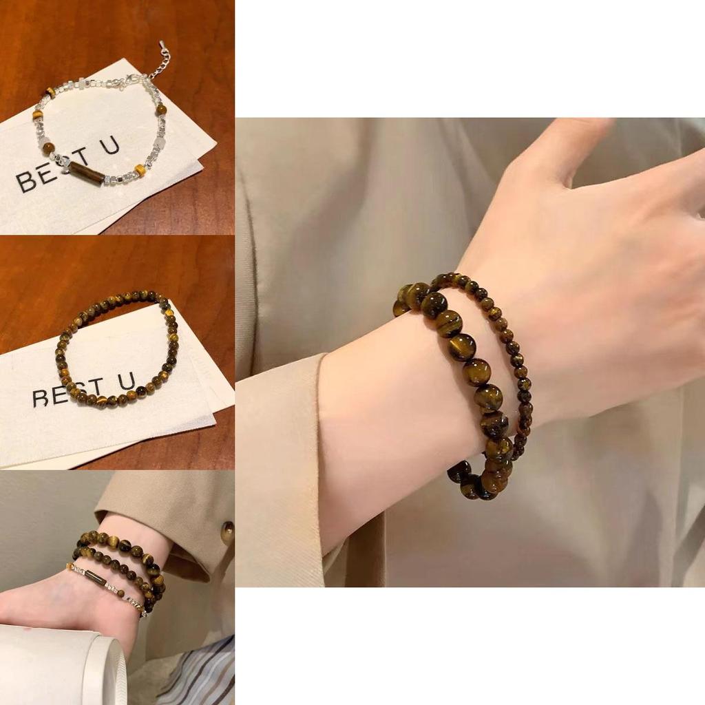 Unique Artisan Craft Tiger Eye Stone Bracelet With Silver Accents For Couples And Travel Gifts