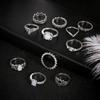 Fashion Women Bohemian Carved Knuckle Rings Set 11 In 1