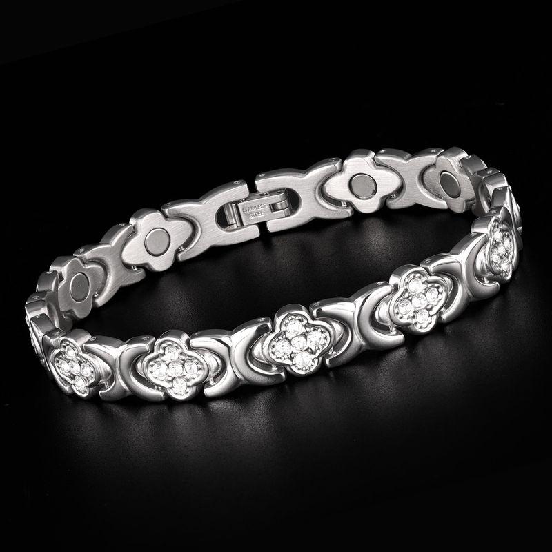 Mushen Light Luxury Niche 18K Gold Bracelet for Men and Women, New Four-Leaf Clover Full Diamond High-End Trendy Magnetic Jewelry