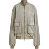 Adylenium Season 2 Washed Bomber Jacket With Logo Embroidery Baseball Collar Long Sleeve Jacket Women Jacket Light-Olive JM9265
