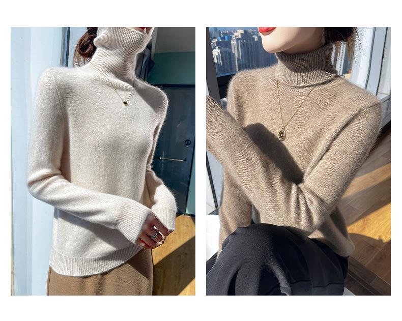 High-End Cashmere Women's Slim-Fit Turtleneck Sweater – Thickened for Autumn/Winter