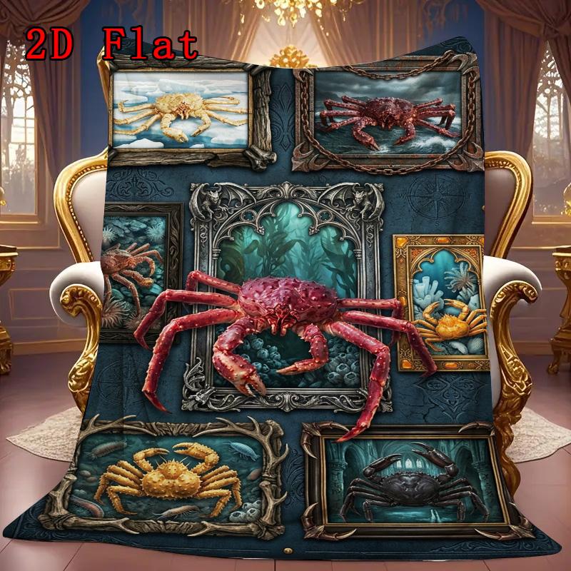 Crab Gallery 2D Flat Pattern Flannel Blanket, High quality All Seasons, Home Decor, Warmth and Comfort, Perfect for Christmas Gifts.