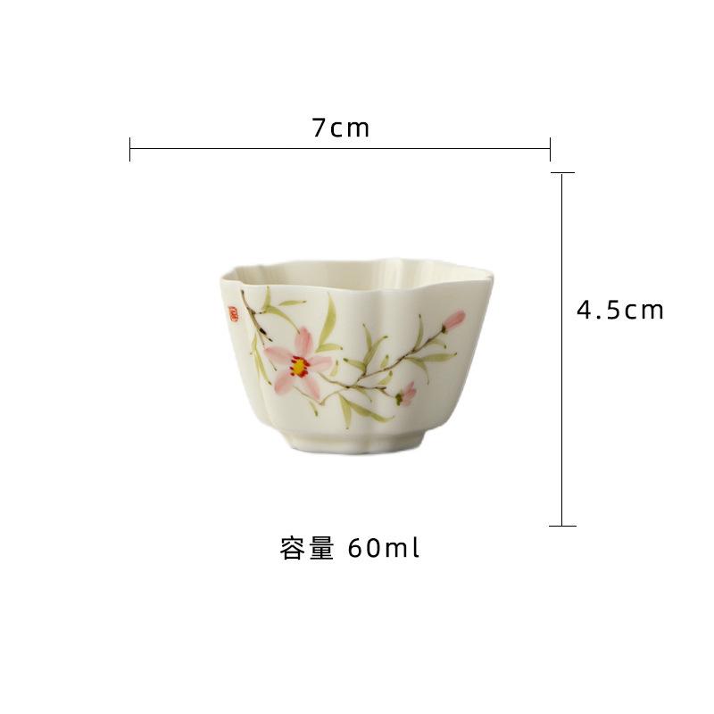 2pc/lot Hand-painted Flowers And Bamboo Teacup Japanese Tea Bowl Jug Tea-tasting Smelling Cup Jianzhan Master Cups Supplies 60ml