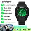 Sanda Men's Multifunctional Waterproof Sports Watch with Big Numbers