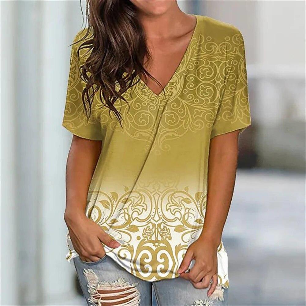 

Новинка 2023 года, женская футболка в стиле Харадзюку, повседневные футболки с 3D принтом и короткими рукавами, женская уличная одежда большого размера, летний пуловер с v-образным вырезом L