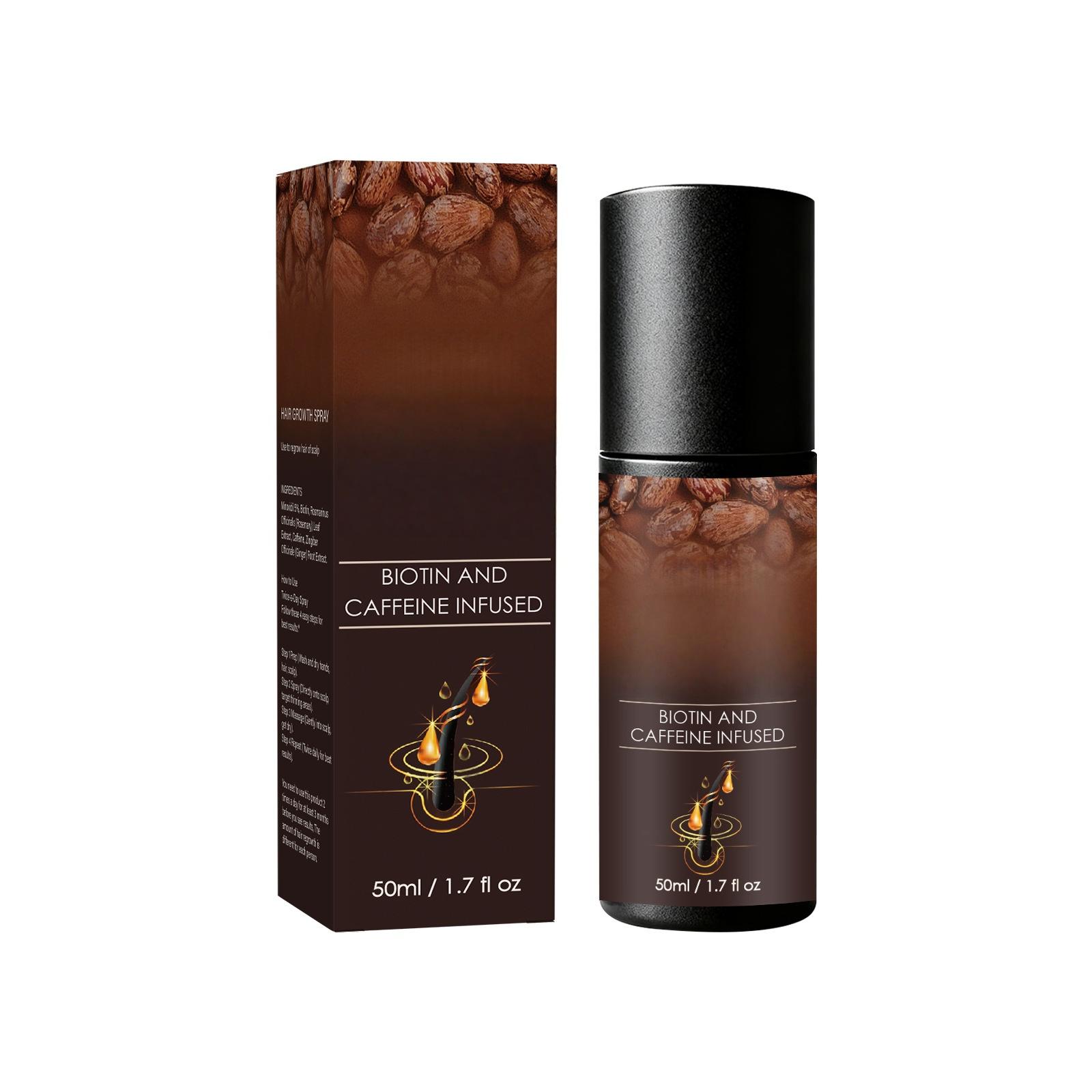 50ml Caffeine Biotin Scalp Care Spray Portable Daily Hair Mist For Men Women коричневый