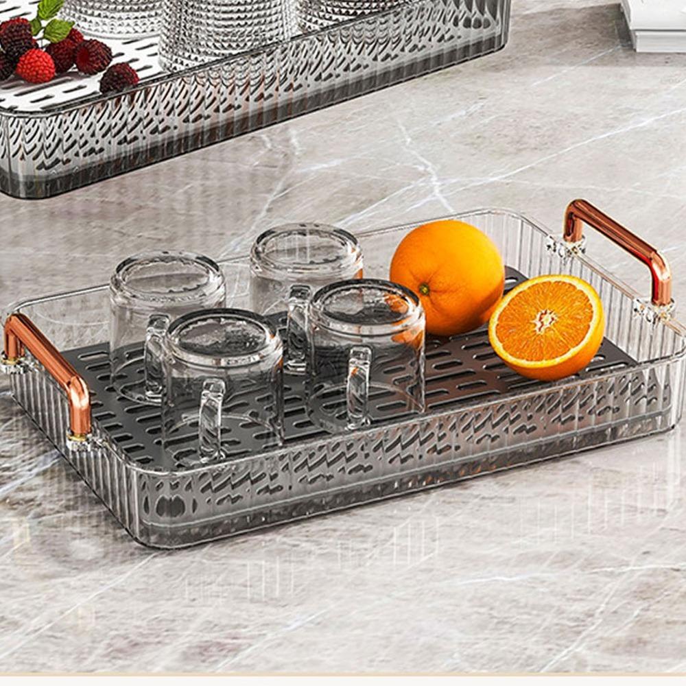 With Handles Water Drainage Tray Non Slip Rectangular Plastic Tray Kitchen Use 1#