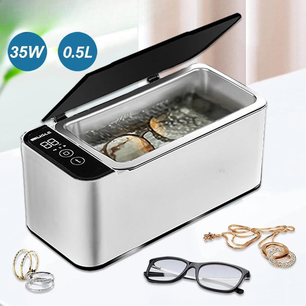 35W 500ML Ultrasonic Glasses Jewelry Cleaner Ultrasonic Cleaning Machine Large Capacity Portable Ultrasound Washing Bath
