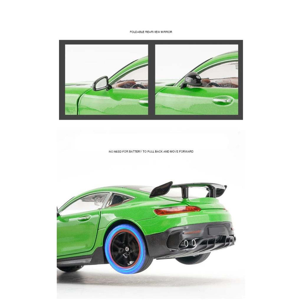 1/18 Benzs-GT GTR Legierungs-Rennwagenmodell Druckguss-Metallspielzeug-Sportwagenfahrzeuge Modellsimulation Ton und Licht Kindergeschenke
