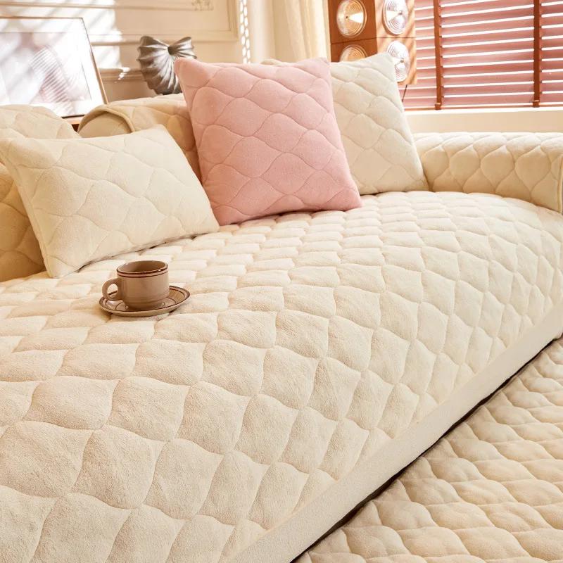 Minimalist Modern Milk Velvet Sofa Cushion Thickened In Autumn And Winter Anti-slip Sofa Cover Cloth Leather Sofa Velvet Pad