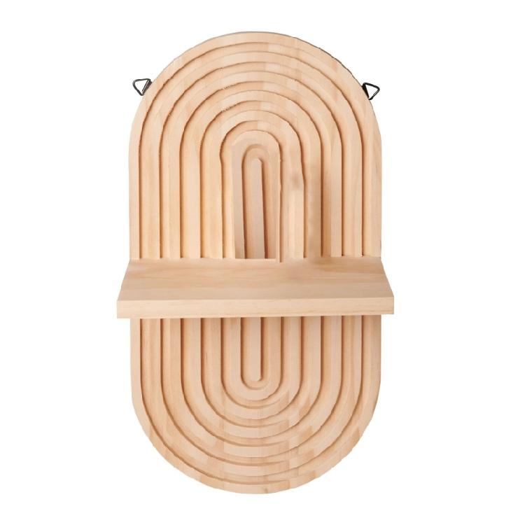 2Pieces Bohemian Wall Shelf Floating Shelves Oval Shape Storage Display Rack Hanging Shelf for Bathroom Bedroom Decors