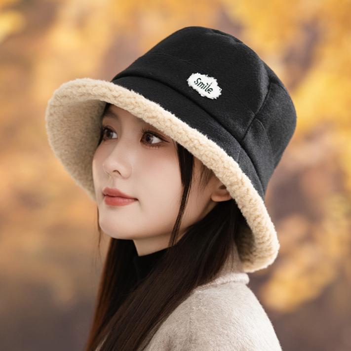 Winter Hat Women's Velvet Bucket Hat Bucket Hat Cold-proof Warm Basin Hat