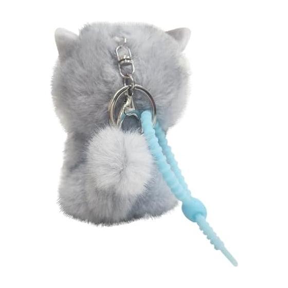 [BESTEVER] Fluffy Furries Plush Keychain Bag Charm Cat Russian Blue 46256 Premium Rabbit Fur Mascot Keyring