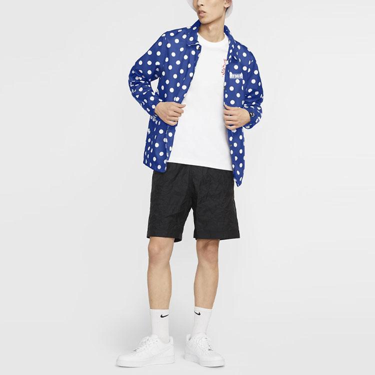 Nike Giacca da uomo antivento, traspirante, leggera, con stampa a pois, manica lunga, capospalla, blu CQ8924-480