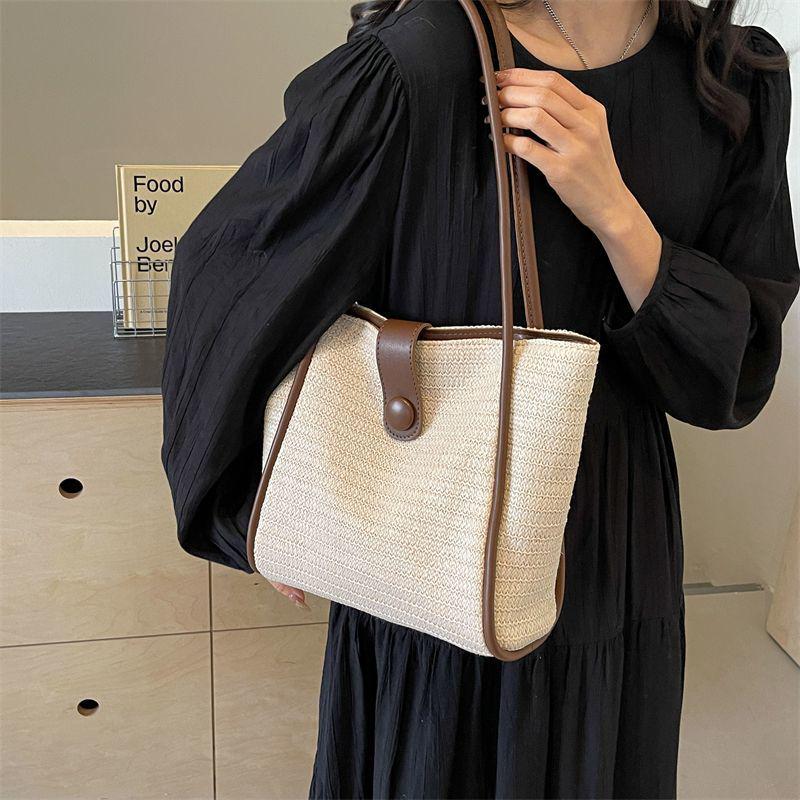 2025 Spring/Summer Women's Large Capacity Straw Woven Tote: Fashionable & Versatile Commuter Handbag