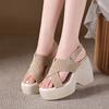 Fashion Comemore Roman Sandals Women Summer Thick Bottom Shoe Soft Leather Peep Toe Chunky Heeled Female Sandales Casual Shoes for Women