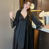 Women's Summer Two-piece Pajamas Sexy Pure Desire Ice Silk French Suspender Nightdress Long Nightgown Princess Style