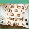 Kids Short Sleeve Cotton Set With Cartoon Pattern For Summer Play