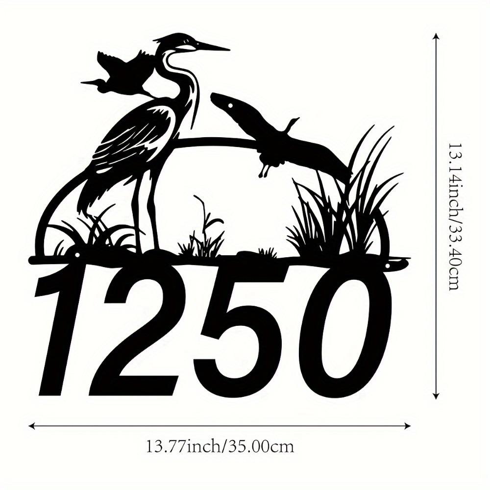 Custom Metal Wall Art, Egret Bird Decor, Rustic Home Sign, Family Name Sign, House Number Plaque TYDZ002519