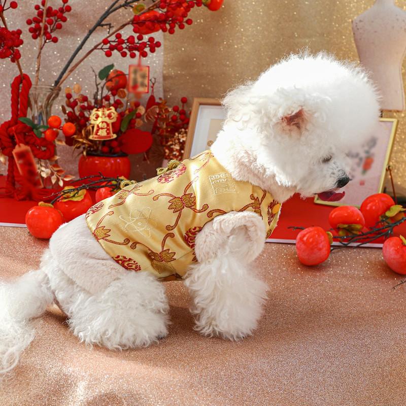 Pet Dog Cat Winter Warm Cotton Coat Small Breeds Festive Red Outfit XS To XL