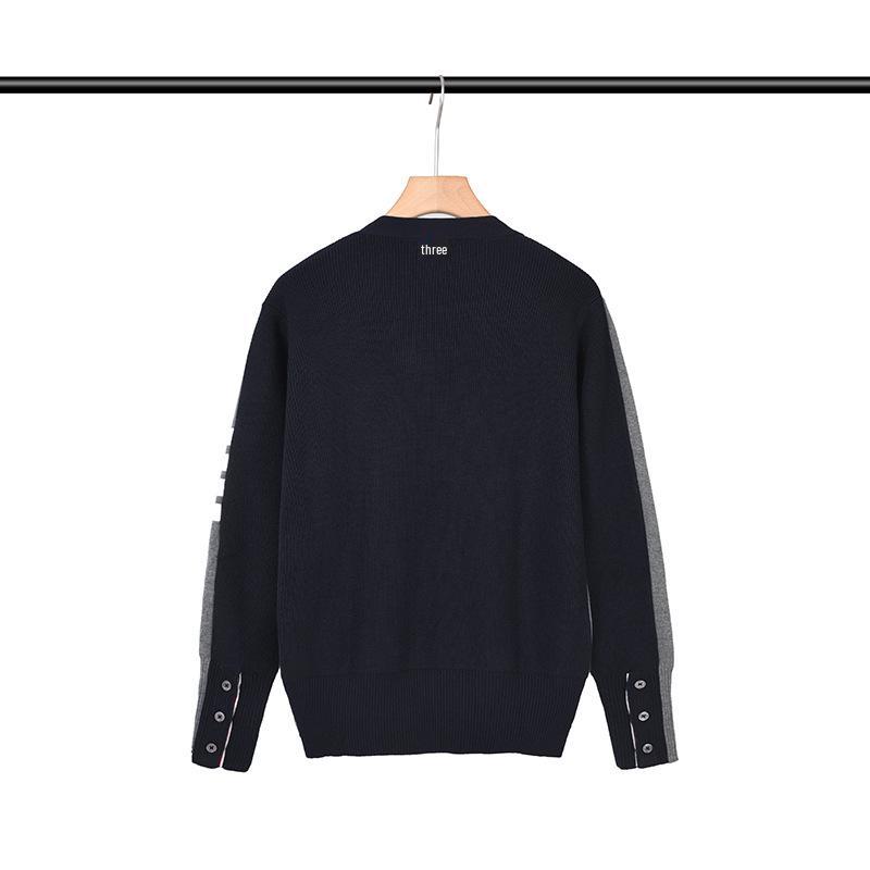 TB BROWIN2025 Autumn/Winter Colorblock Wool Sweater with Four Stripes