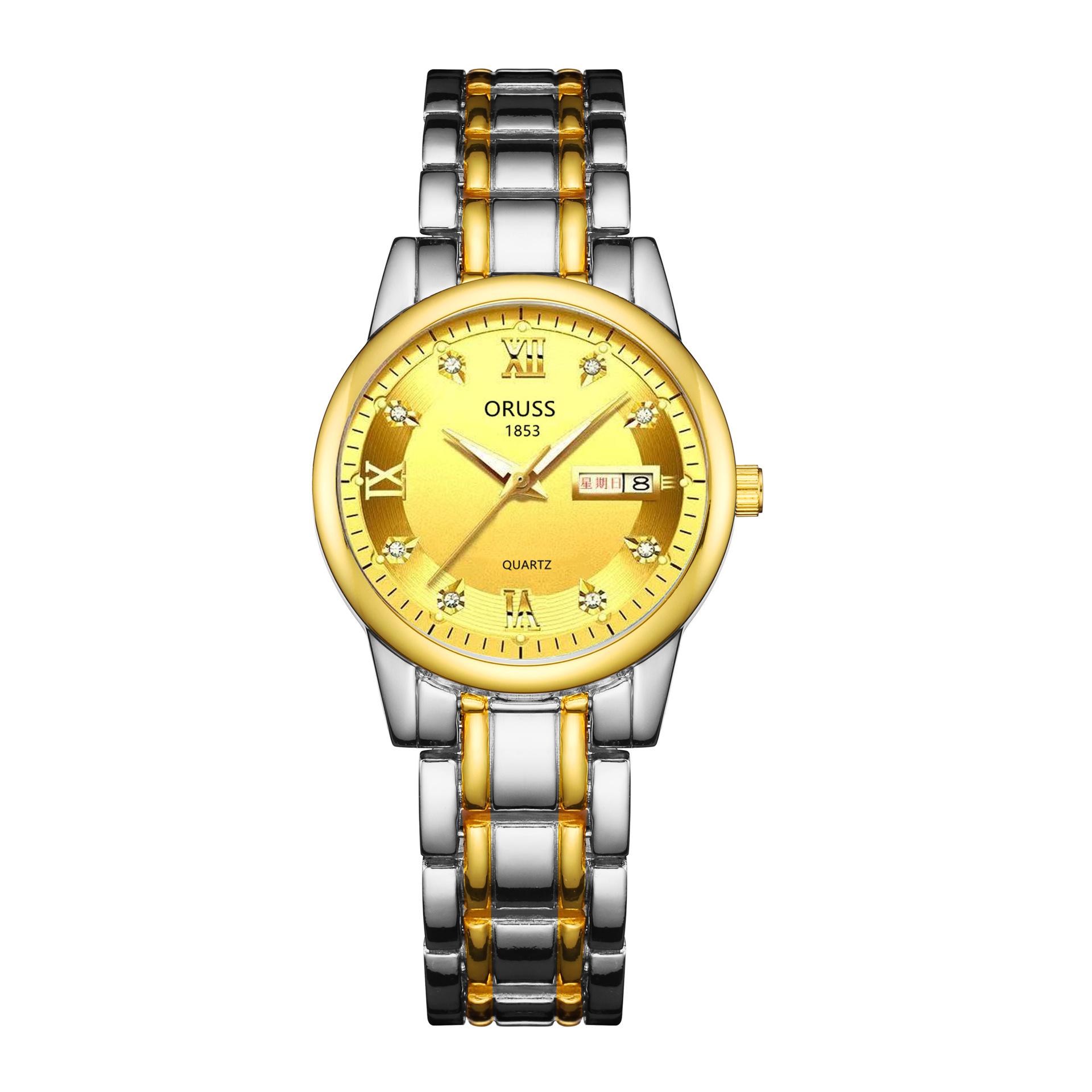 Ladies Automatic Non-Mechanical Waterproof Men S Watch Steel Belt Double Calendar Quartz Electronic Watch Fashion Watch