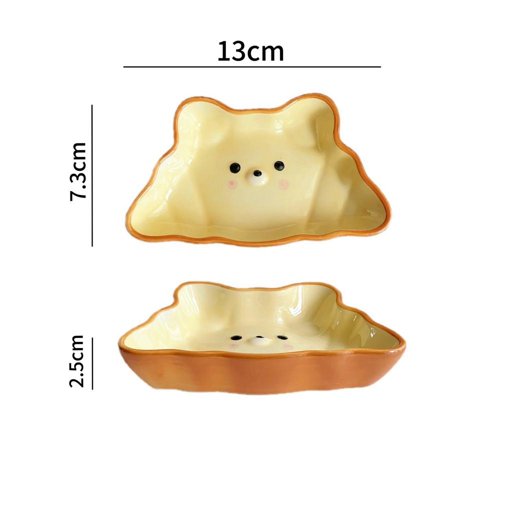 Ceramic Dipping Dish Cute Small Sauce Plate for Soy Sauce Vinegar Hotpot Home Kitchen