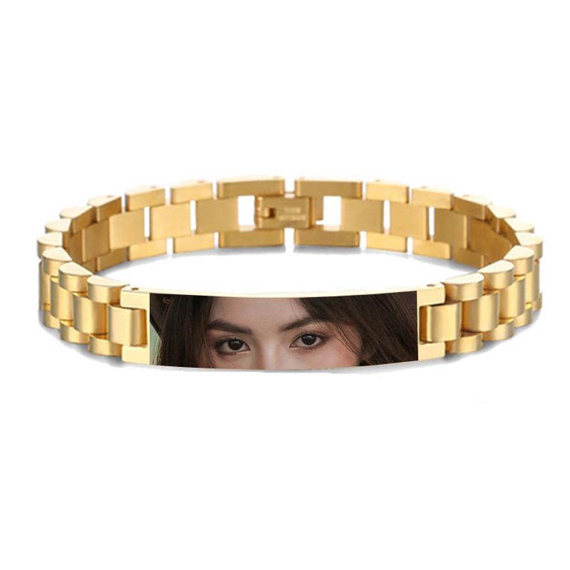 Braccialetto Foto Occhi Personalizzati Braccialetti con Foto Occhi Incisi Occhio dell'Amante Acciaio Inossidabile Regalo Gioiello per San Valentino