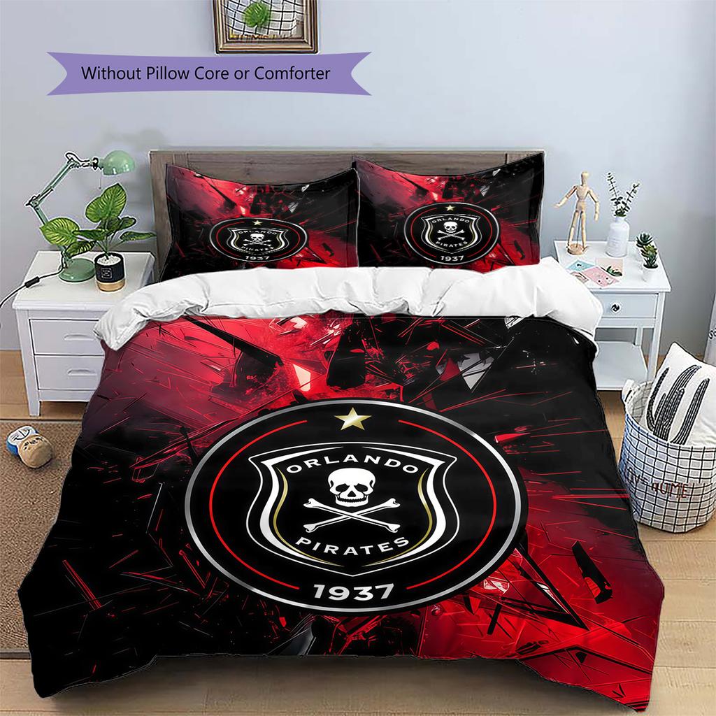 Orlando Pirates Pattern Bedding Quilt Set Home Decoration Gift (1 * duvet cover + 2 * pillowcase without core)