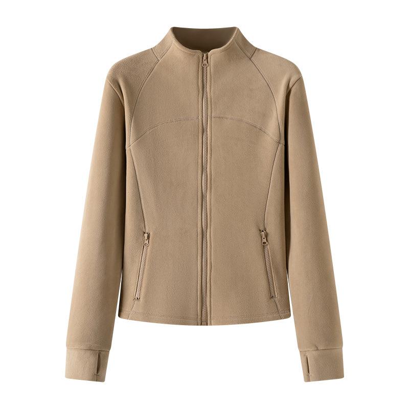 Women S Stand Collar Fleece Jacket Long Sleeve Slim Fit Warm Winter Coat