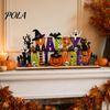 Spooky Halloween Table Centerpieces Happy Wooden Sign Ornaments with Pumpkin Ghost And Bat Elements for Decorations Tiered Tray Decor Autumn
