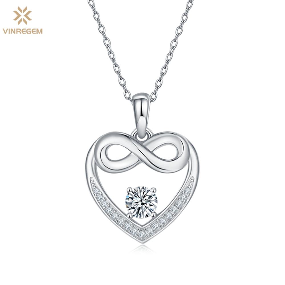 

Vinregem 3EX VVS1 D Цвет круглой огранки 0,6 карата 5 мм из настоящего муассанита с бриллиантами в виде сердца, ожерелье для женщин, стерлинговое серебро 925 пробы, ювелирные изделия